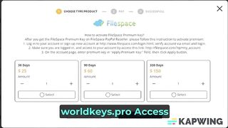 Worldkeys Pro - How to Buy FileSpace Premium Key by PayPal